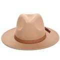 Classic camel wool felt fedora hat featuring a brown snakeskin leather band and fringe tassel - 55cm / Khaki
