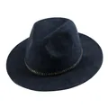 Dark gray wool fedora hat featuring a black band with decorative brass metal studs - 57cm / Mixed Blue