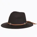 Dark brown wool felt fedora hat featuring a slim leather band and tassel detail - M (56-58cm) / Western Tassel Style / Black