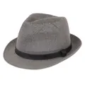 Breathable grey knit fedora hat with black faux leather strap for summer sun protection - 57cm / Grey Style 3