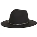 Classic black wool felt fedora hat featuring a belt band with gold and silver metal studs - M(56-58cm) / Black