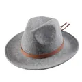 Klassischer grauer Wollfilzhut mit einem braunen Lederband in Schlangenleder-Optik - 55cm / Hellgrau Mischung