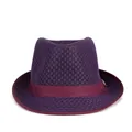 Unisex summer mesh fedora hat in dark purple with stylish burgundy satin ribbon band - 58cm / Purple