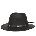Black wool fedora hat featuring a vintage silver studded leather band on the brim - 57cm / Mixed Black H