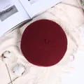 Classic wine red wool beret with soft texture for women's winter fashion styling - M (56-58cm) / Burgundy