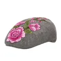 Graue Strickbaske mit rosa Rosenstickerei in einem eleganten Vintage-Stil - Grau