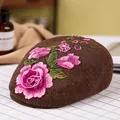 Braune Baskenmütze mit rosa Rosen-Stickerei und atmungsaktiver Mesh-Textur - Braun