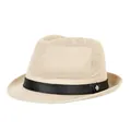 Classic beige woven Panama hat with breathable mesh and black leather band decoration - 57cm / Beige (PU Band)