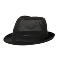 Classic black woven hollow fedora hat with breathable design for summer sun protection - 57cm / Plain Style / Plain Black