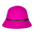 Magenta pure wool felt cloche hat with a black leather band and silver buckle - Magenta