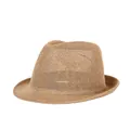 Classic khaki straw jazz fedora with fine weaving and indented crown for summer wear - 57cm / Plain Style / Solid Brown
