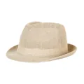 Classic beige woven straw fedora hat featuring a mesh texture and matching decorative band - 57cm / Plain Style / Plain Off-white