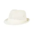 Breathable white woven straw fedora hat for summer with stylish tonal band detail - 57cm / Plain Style / Solid Cream