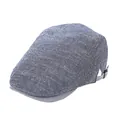Coppola blu in trama denim con visiera a righe bianco-blu e fibbia in metallo regolabile - M(56-58cm) / Blu