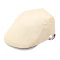 Coppola in cotone beige chiaro con visiera a righe e fibbia laterale in metallo regolabile - M(56-58cm) / Beige