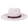Light gray wool fedora with brown leather band and embossed LHASA lettering detail - 58cm / Khaki
