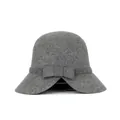 Elegant grey wool cloche hat for women featuring a classic bow accent on the front band - Mixed Grey
