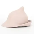 Light pink wool wizard hat with a pointed crown and rolled brim for Halloween styling - Off White