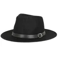 Classic black linen fedora hat for men with breathable mesh and leather buckle band - 58cm / Black