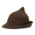Dark brown wool felt wizard hat with pointed crown and rolled edge detail - S (54-56cm) / Coffee