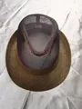 Brown mesh fedora hat with breathable hollow design and stylish curled brim - 58cm / Coffee
