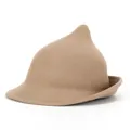 Camel felt witch hat with pointed top and rolled brim for Halloween costume styling - S (54-56cm) / Brown