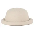 Minimalist wool knit round top bucket hat with rolled edge in creamy white for women - 56-57cm / Cream