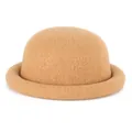 Minimalist light brown wool felt dome hat with rolled edge for women stylish winter headwear - 56-57cm / Khaki