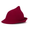 Burgundy wool felt witch hat with curved brim for Halloween and stage cosplay - Burgundy