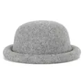 Classic round wool knit hat in grey with vintage rolled brim design for women - 56-57cm / Gray