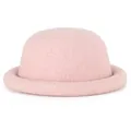 Pink wool knit bowler hat with a round top and rolled edge for a cute minimalist style - 56-57cm / Pink