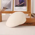 Minimalist wool felt beret flat cap in cream white for autumn and winter warmth - M (56-58cm) / White