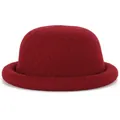 Classic burgundy wool felt bowler hat with a rolled brim design for women in autumn - 56-57cm / Burgundy