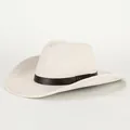 Classic cream wide-brim western cowboy hat with a brown leather decorative band - 58cm / Off White (With LHASA Logo)