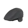 Dark grey quilted flat cap for men featuring warm ear flaps and windproof fabric - S(54-56cm) / Quilted Gray