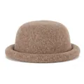 Classic light brown wool felt knit bowler hat with a rounded dome and rolled brim - 56-57cm / Mocha