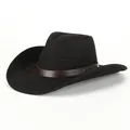 Black faux suede western cowboy hat with a brown LHASA embossed belt band - 58cm / Black (With LHASA Logo)