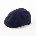 Classic dark blue wool felt newsboy cap with a minimalist retro beret style - M (56-57cm) / Navy Blue