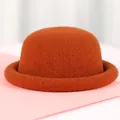 Japanese style wool knit beanie in burnt orange color with rolled brim for winter - 56-57cm / Orange Red