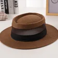 Brown wide brim straw sun hat with breathable mesh crown and black ribbon trim for summer - Pleated Band Style / Coffee