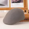 Dark grey wool blend newsboy cap with classic retro minimalist style for winter - M (56-58cm) / Gray