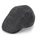 Men's dark grey winter ivy cap with fleece lining and black leather brim accent - S(54-56cm) / Dark Gray
