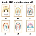 Set di 12 biglietti di ringraziamento arcobaleno con buste per compleanni - Biglietti di Auguri Arcobaleno E Buste (QT1377)