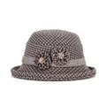 Cappello da pescatore invernale in tweed marrone per donna con dettagli floreali caldi - M (56-58cm) / caffè