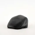 Klassische schwarze PU-Leder Schiebermütze für Herren mit strukturierter Oberfläche - M (56-58cm) / Einfarbig Schwarz