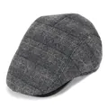 Herenpet van donkergrijs tweed met fleecevoering en blauwe krijtstreep detail - Lichtgrijs