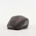 Klassische dunkelbraune PU-Leder Schiebermütze für Herren mit strukturierter Oberfläche - M (56-58cm) / Kaffee Glatt