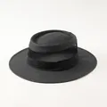Wide brim black straw sun hat with breathable mesh crown and elegant ribbon band - Pleated Band Style / Black