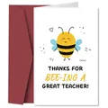 Close-up of cute bee teacher appreciation card with a dark red envelope for gifting - Bee Theme (QT1421-1)
