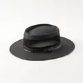 Cappello da sole grigio antracite in paglia con rete traspirante e fascia in pelle M - M (57-58cm) / Stile Fascia Pelle con Distintivo M / Nero con Logo M
